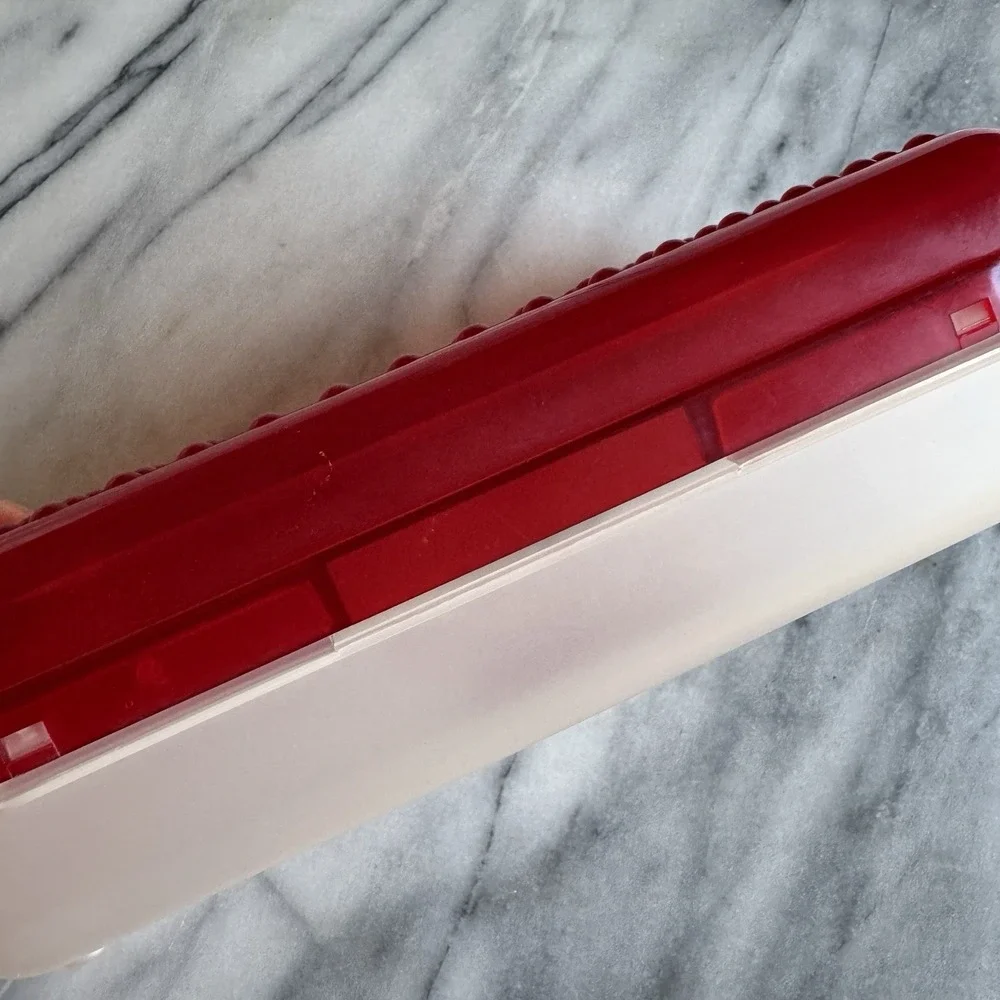 Vintage Spacemaker Pencil Box Red 90's Plastic Storage Case Large Made In USA
